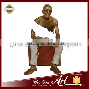 Modern Art Garden Decoration Man Abstract Bronze Statue thumbnail-3