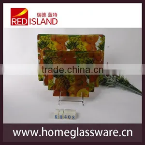 Hot Sale Rectangular Tempered Glass Plate With Fruit Pattern thumbnail-1