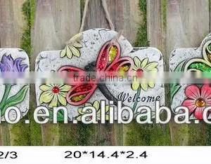 7.9" Cement Plaque Butterfly and Dragonfly thumbnail-1