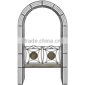 Antique Wedding Metal Garden Arch With Seats thumbnail-3