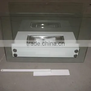 White Bio Ethanol Fireplace With Stainless Steel Box Burner and Tempered Glass thumbnail-1