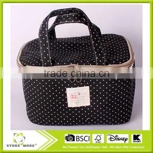 Black With White Dot Beautiful Cosmetic Makeup Bag Organizer With Handle thumbnail-1