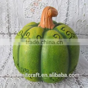 Custom Hand Carved Creative Green Pumpkin Halloween Item in Stock thumbnail-1