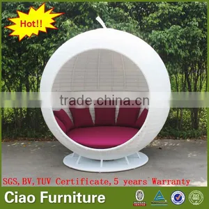 Hotel Outdoor Furniture Poolside Big Bed White Rattan Apple Sunbed thumbnail-2