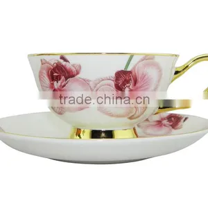 200ml Bone China European Style Flower Pattern Coffee Cup With Saucer Set for Valentines Gift thumbnail-1