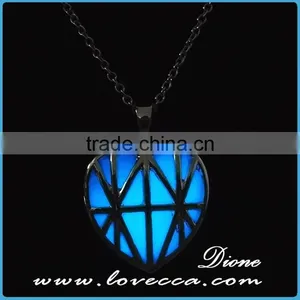 Nigh Light Magical Aqua Blue Hallow Heart Pendant Luminous thumbnail-1