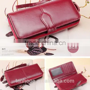 New Fashion Women Sheepskin Handbag Purse Leather Wallet Card Package Long Wallet thumbnail-5