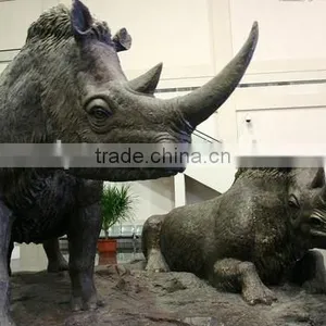 Large Copper Rhinoceros Sculpture Garden Animal Statues thumbnail-1