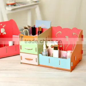 DIY Panda Wooden Storage Box Desktop Wooden Cosmetics Organizer Folding Cosmetic Organizer thumbnail-1