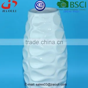 BSCI Audit Factory Wave Patterned Glazed White Ceramic Vase, High Ceramic Decorative Vase thumbnail-2