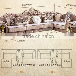 M878 Living Room Furniture Classical Solid Wood Frame Fabric Sofa/fabric Big Corner Sofa thumbnail-4