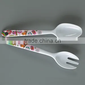 Meneed 80g Cute Children Animal Printing Plastic Korean Spoon and Fork Set thumbnail-1