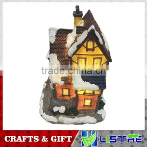Resin Lighted Christmas Decoration House With Music thumbnail-2