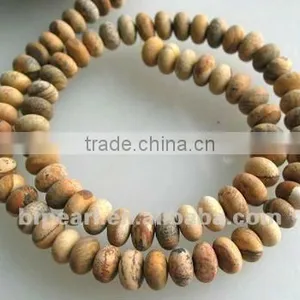 Wholesale Matte 16" 10 Rondelle Picture Jasper Beads thumbnail-1
