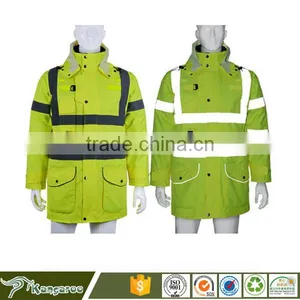 Polyester Fabric With PVC Coating High Visibility Reflective Rain Coat thumbnail-1
