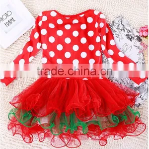 2015 New Christmas Girls Dress Long-Sleeve Dot Dresses Kids Cotton Children's Christmas Gift Party Costume Princess Dress thumbnail-3