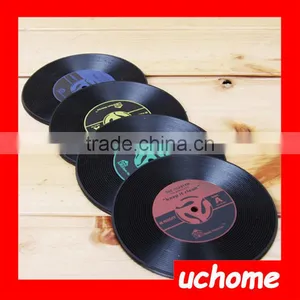UCHOME Retro Vinyl Record Round Silicone Coasters Record Cup Mat Drinks Coasters Cup Mat Coaster thumbnail-5