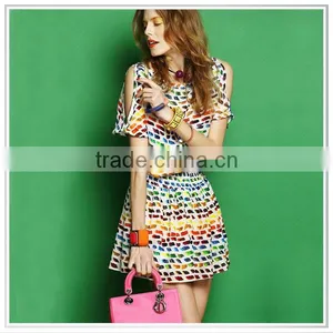 2014 Top Quality Fashion Design Newest Pattern Digital Printed Fashion Dress thumbnail-1