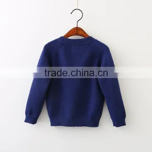 Wholesale Navy Blue Color v Neck Cotton Babies Knitting Sweater Designs thumbnail-2