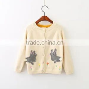 Fine-knit Kids Cardigan Sweater in 100%cotton Bunny Pattern thumbnail-1