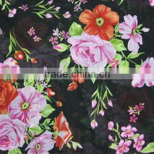 100%cotton Voile Flower Print Fabric for Ladies Dress Tprint Cotton Voile Fabric thumbnail-1