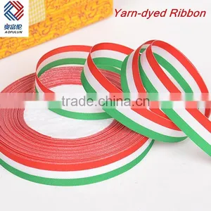 Red, White, Green Yarn-dyed Ribbon for Decoration thumbnail-1