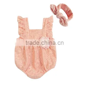 2017 Wholesale Baby Toddler Lace Romper 100%cotton Romper thumbnail-3