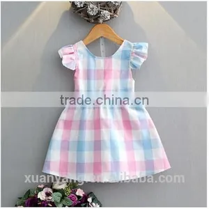 High Quality Kids Boutique Clothes Ruffle Sleeve Colorful Plaid Clothing 2017 Wholesale New Model Designer Baby Girl Dresses thumbnail-1