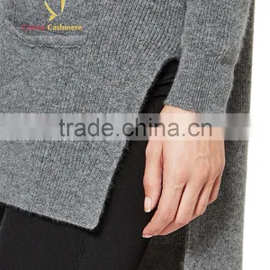 Korean Fashion Women Grey Deep V Neck Cashmere Cardigan thumbnail-3