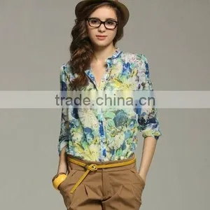 Fashion Chiffon Blouse With Pocket,women Clothing thumbnail-1