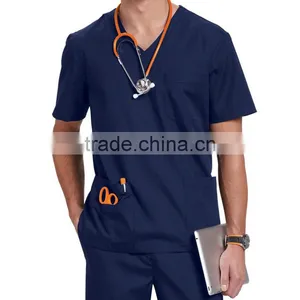 Unisex V-Neck Medical Scrub Top With Multi Pockets thumbnail-3