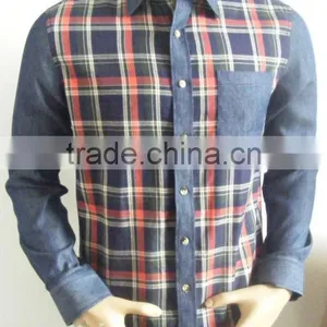 2016 Slim Fit Newest Exclusive Style 100%Cotton Yarn Dyed Denim Shirt for Men thumbnail-2