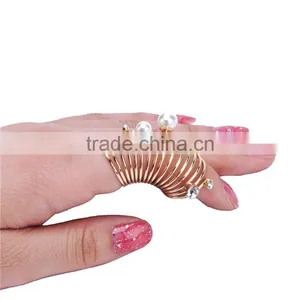 Statement Gold-plated With Pearls Knuckle Wrap Spiral Rings thumbnail-2