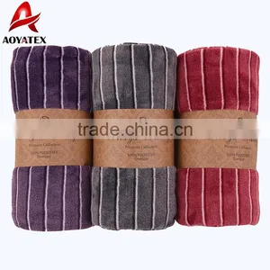 Cheap Price Super Soft Stripe Yarn Dyed Flannel Fleece Blanket thumbnail-5