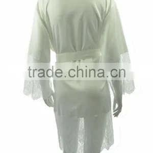 Women Noble Matt Satin Lace Kimono Bridesmaid Robe thumbnail-2