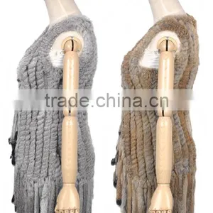 YR164 Rabbit Vest With Long Tassel/Supplier From China Natural Rabbit Fur Vest thumbnail-3