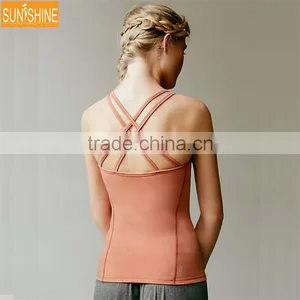 2017 Hot Sale Women Running Singlet Yoga Vest Wholesale Sport Tank Top thumbnail-1