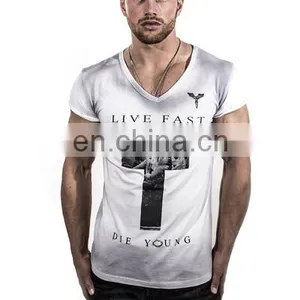 Fancy %100 Cotton V-neck Fashionable T-shirt thumbnail-1