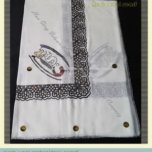 Arab Wool Embroidery Scarf / Arab Wool Acrylic Embroidery Scarf / Arab Scarf / Muslim Hijab Scarf thumbnail-5