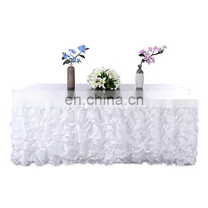 Fancy Wedding Banquet Organza Ruffled Table Skirt thumbnail-1