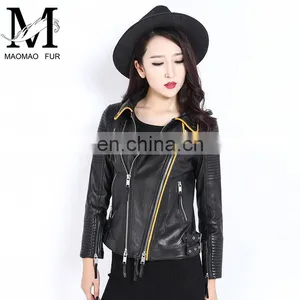 2017 Wholesale Women Real Leather Coat Lady Spring Overcoat thumbnail-2