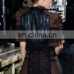 Steampunk Style Crop Top Jacket With Fluonce Layered Sleeves thumbnail-6
