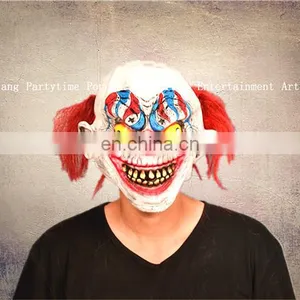 Carnival Halloween Party Red Hair Clown Joker Latex Full Head Mask thumbnail-4