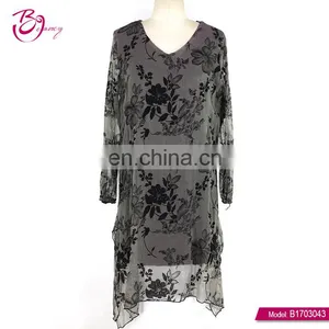Latest Design Asymmetric Hem Long Sleeve Floral Maxi Dress thumbnail-1