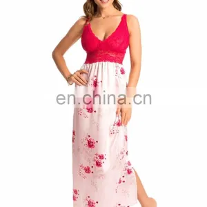 Pink Pearl Rose Lace Long Nightdress thumbnail-1