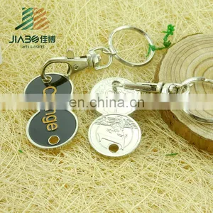 Custom Metal Soft Enamel Logo Engarved Trolley Coin Keyring thumbnail-1