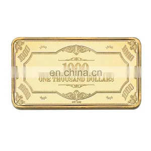 WR One Thousand Pure Gold Bar Home Decorative American Banknote Gold Art Crafts 24k Gold Bar Ornament Wholesale Price thumbnail-4