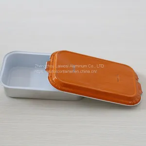 Aluminum Foil Airline Food Packing Container With Colorful Lids thumbnail-1
