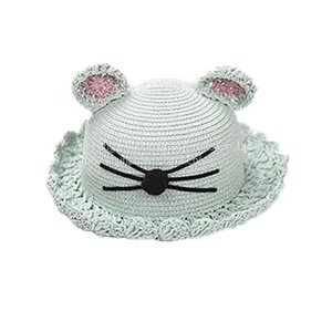 Fashion Cat Ear Custom Kids Straw Hat thumbnail-1