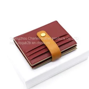 Custom Goatskin Buckle Ladies Purse Card Bag Hit Color Multi-card Leather Small Wallet thumbnail-5